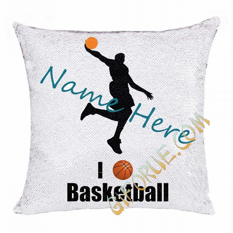 Cool Customized Sequin Pillow Name Gift For Bastketball Fan - Click Image to Close